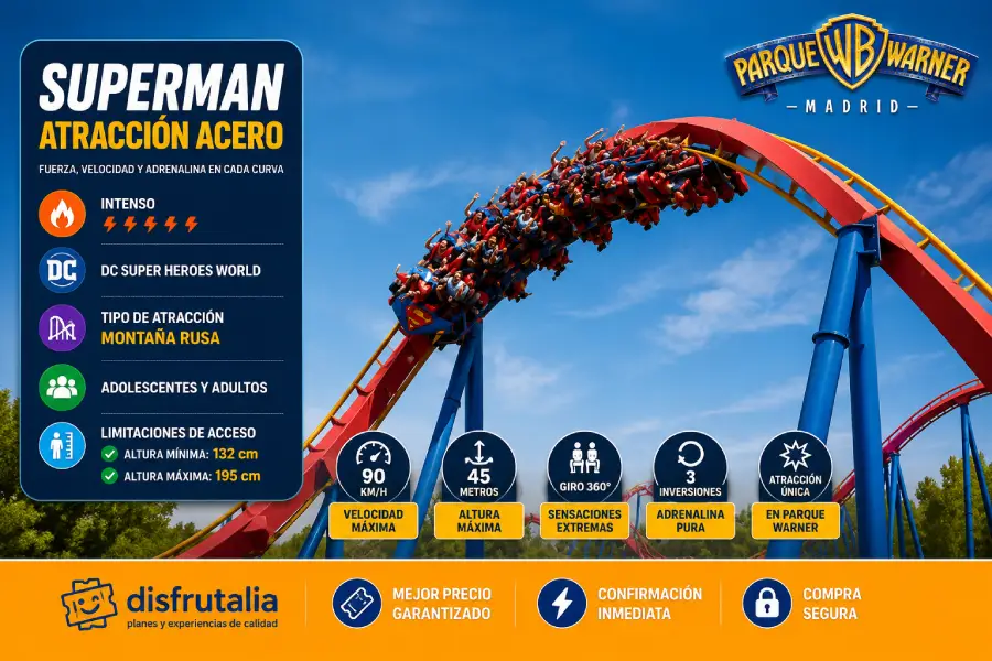 Parque Warner Madrid - Superman Atracción Acero